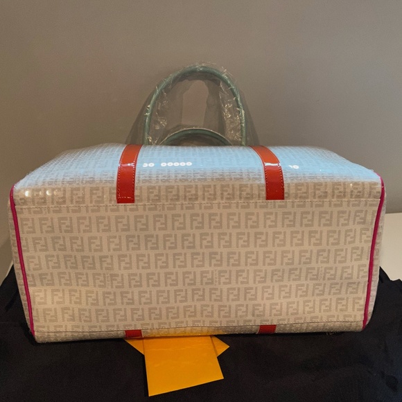 SOLD Fendi Ivory Grey Sequin Multicolour Patent Detail Boston Bag (New) - Picture 10 of 15